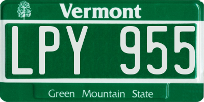 VT license plate LPY955