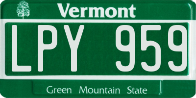 VT license plate LPY959