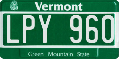 VT license plate LPY960