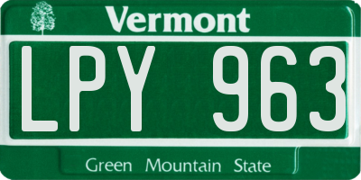 VT license plate LPY963