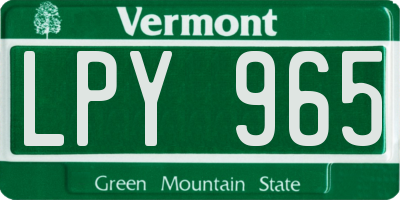 VT license plate LPY965