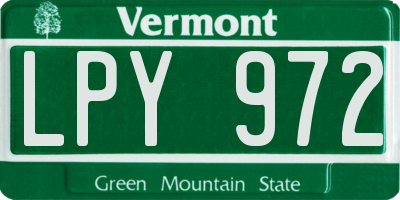 VT license plate LPY972
