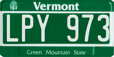 VT license plate LPY973