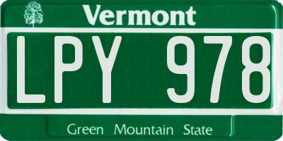 VT license plate LPY978