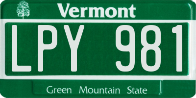 VT license plate LPY981