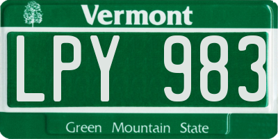 VT license plate LPY983