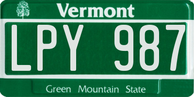 VT license plate LPY987