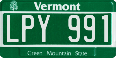 VT license plate LPY991