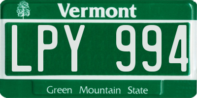 VT license plate LPY994