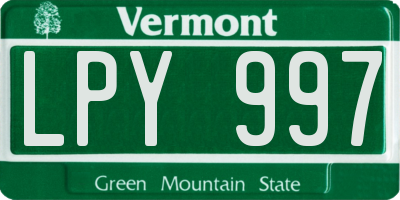 VT license plate LPY997