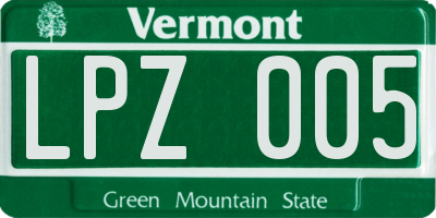 VT license plate LPZ005
