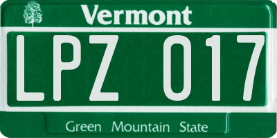VT license plate LPZ017