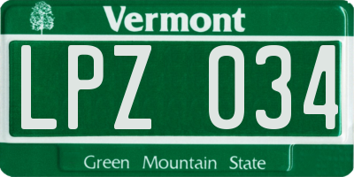 VT license plate LPZ034