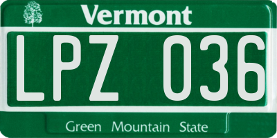 VT license plate LPZ036