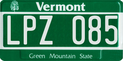VT license plate LPZ085