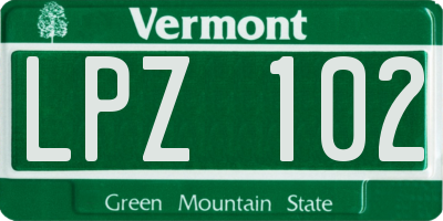 VT license plate LPZ102