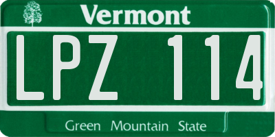 VT license plate LPZ114