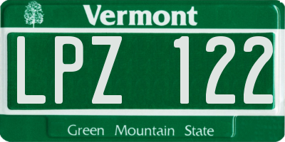 VT license plate LPZ122