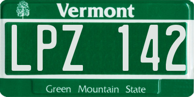VT license plate LPZ142