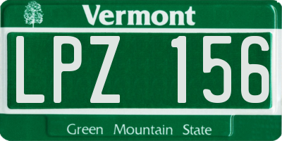 VT license plate LPZ156