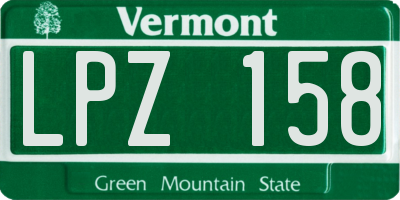 VT license plate LPZ158