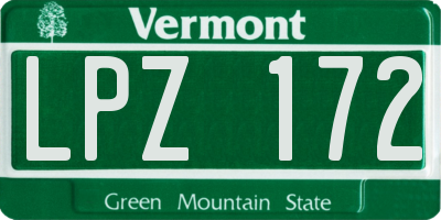 VT license plate LPZ172