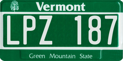 VT license plate LPZ187