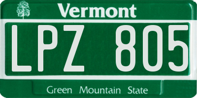 VT license plate LPZ805