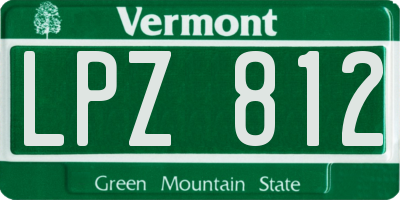 VT license plate LPZ812