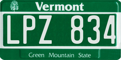VT license plate LPZ834