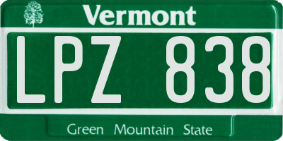 VT license plate LPZ838