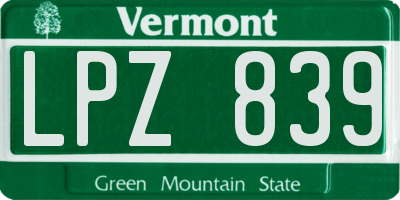 VT license plate LPZ839
