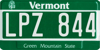 VT license plate LPZ844