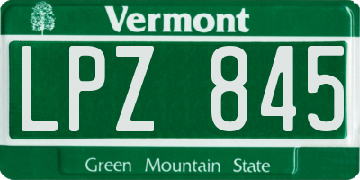 VT license plate LPZ845