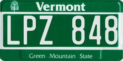 VT license plate LPZ848