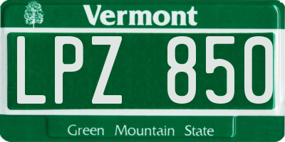 VT license plate LPZ850