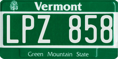 VT license plate LPZ858