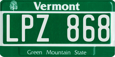 VT license plate LPZ868