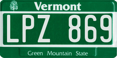 VT license plate LPZ869