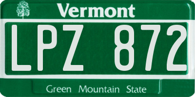 VT license plate LPZ872