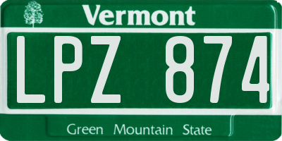 VT license plate LPZ874