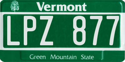 VT license plate LPZ877