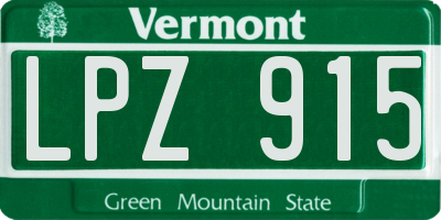 VT license plate LPZ915