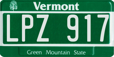 VT license plate LPZ917