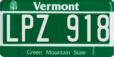 VT license plate LPZ918