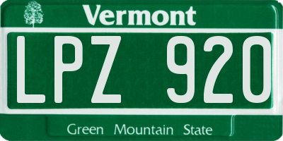 VT license plate LPZ920
