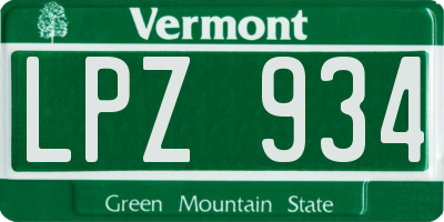 VT license plate LPZ934