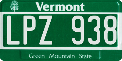 VT license plate LPZ938