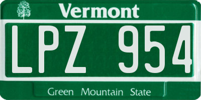 VT license plate LPZ954