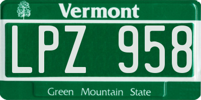 VT license plate LPZ958